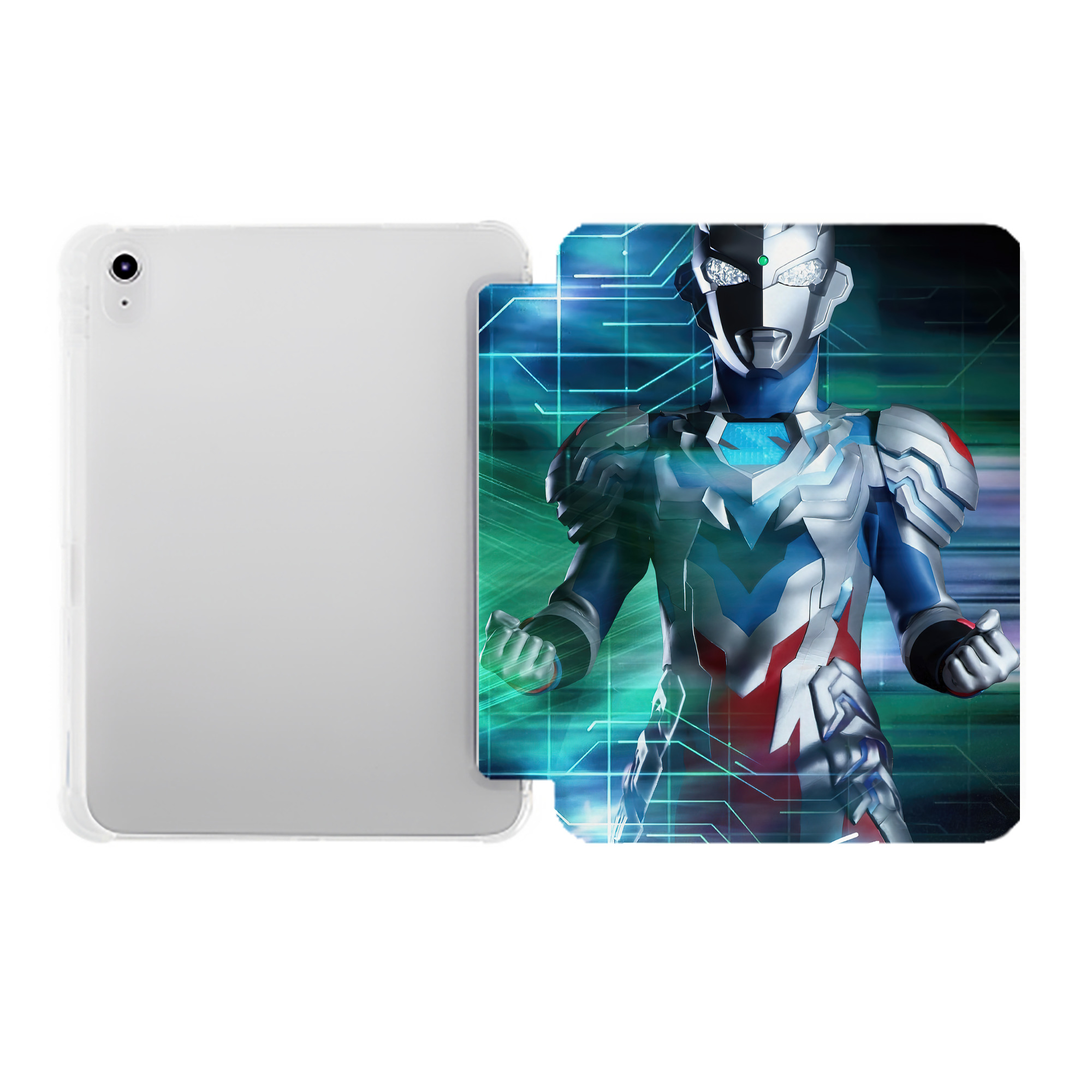 （画像用） ウルトラマン Ultraman IPad ケース ペン収納付き 三つ折りスタンド PUレザー×シリコン 対応機種9.5/10.5/10.9インチ